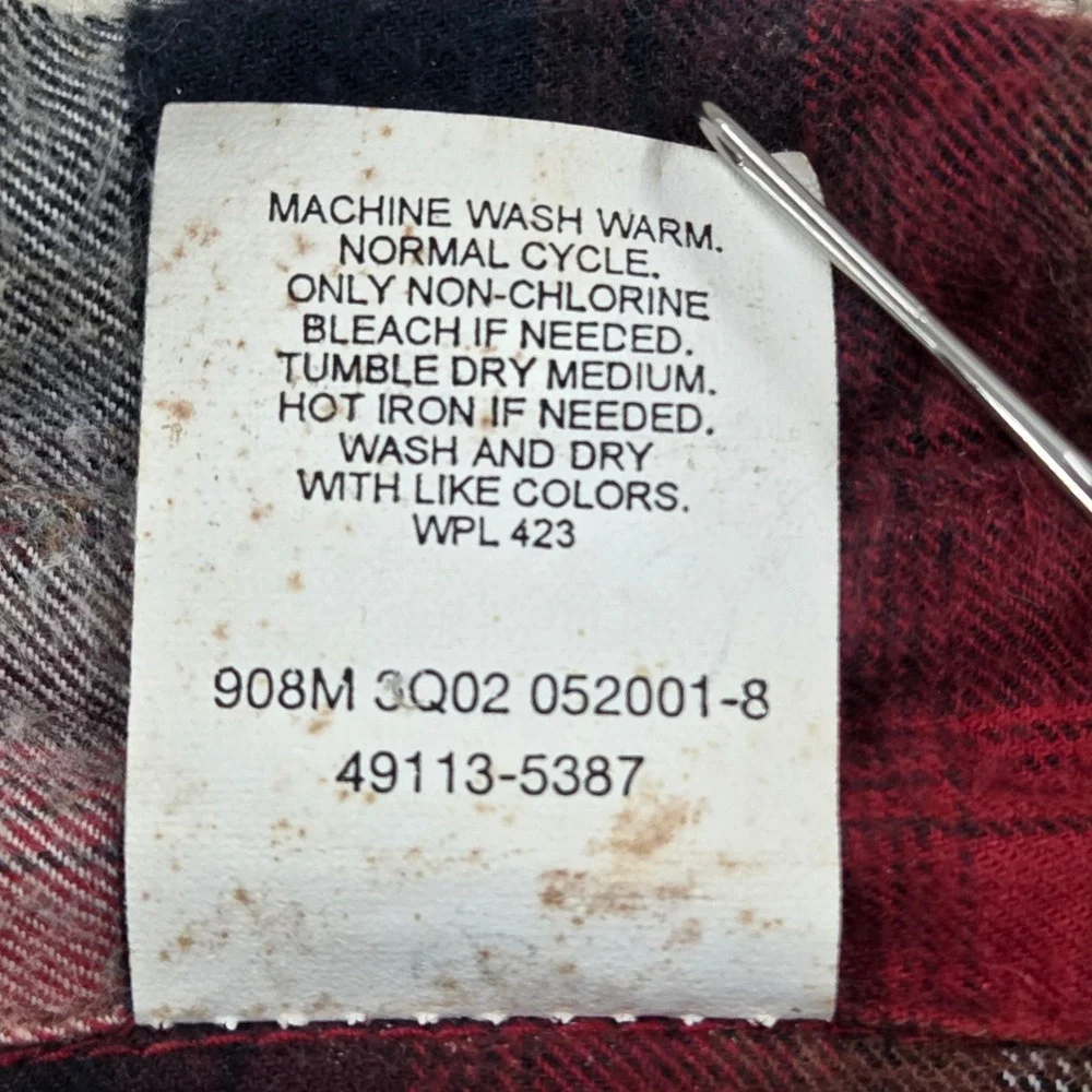VTG Y2K Levis Red Tab Long‎ Sleeve Red Black Plaid Button Up Shirt Mens XL
